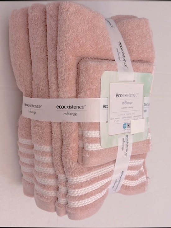 Ecoexistence Melange Other - 6pc Ecoexistence Mélange Bath Towel Set - Waterless Coloring  - Pink/White